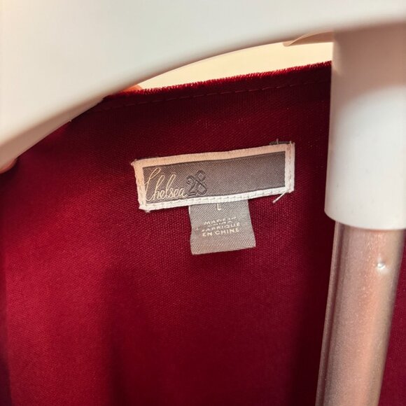 Chelsea28 RomanticBurgundy Velvet Wrap Dress Flutter Sleeve Front Slit Rope Belt - Picture 9 of 13